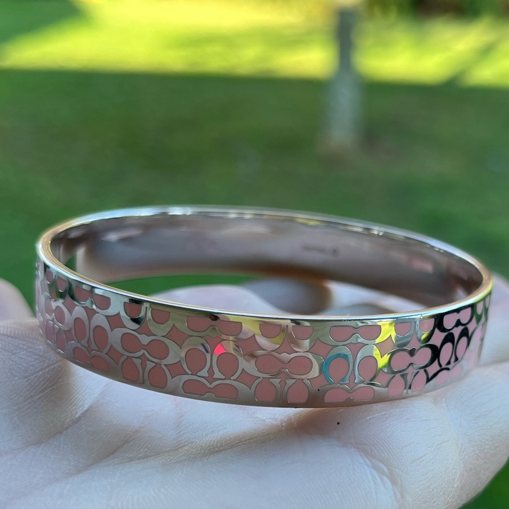 Vintage 90s pink coach bangle bracelet Y2K silver - Picture 2 of 8